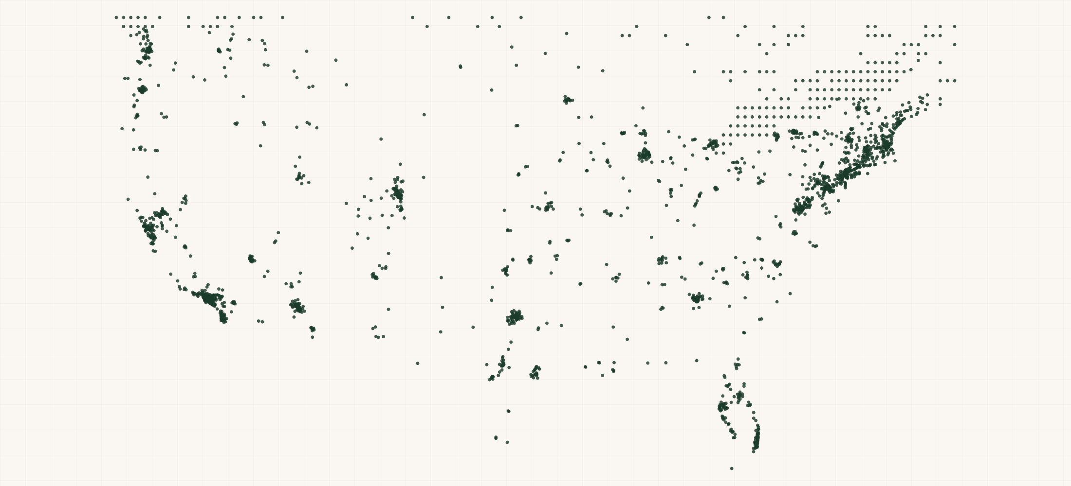 Map of where the Unscented Co. Retailers are