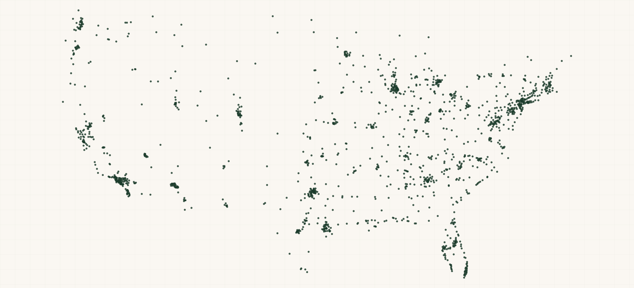 Map of where the Urban Hydration Retailers are
