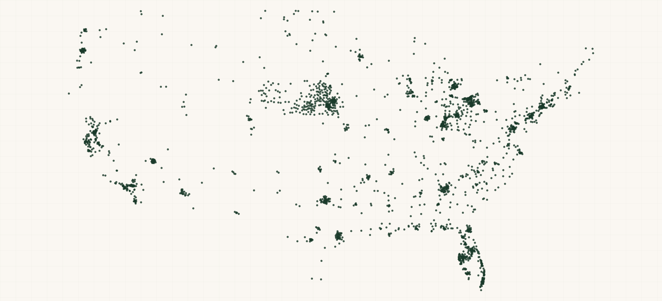 Map of where the US Adult Companion Providers are