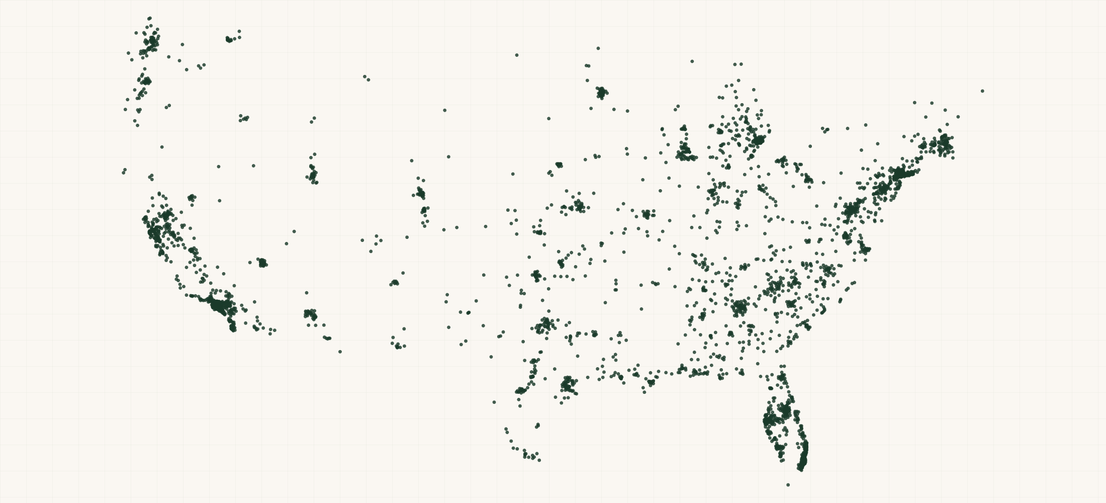 Map of where the US Assistant Behavior Analyst Providers are