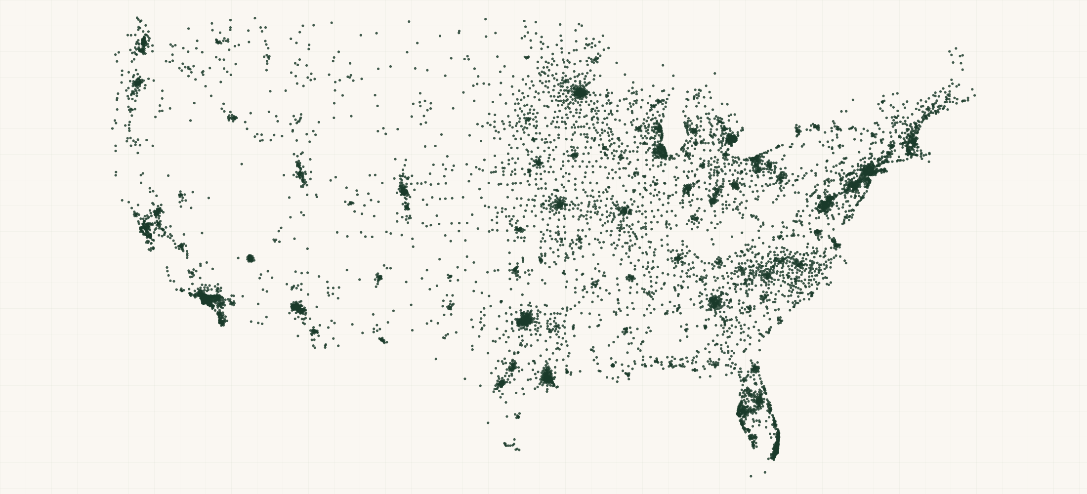 Map of where the US Assisted Living Facility Practices are