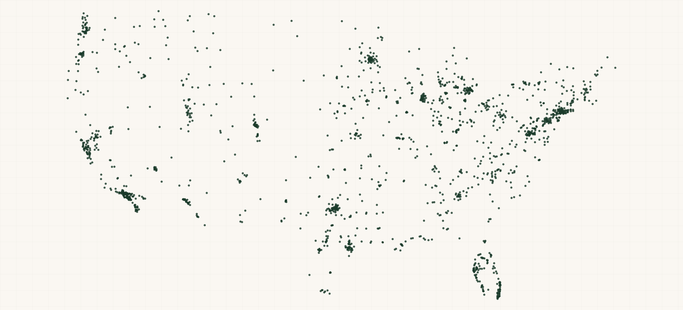Map of where the US Audiologist-Hearing Aid Fitter Practices are
