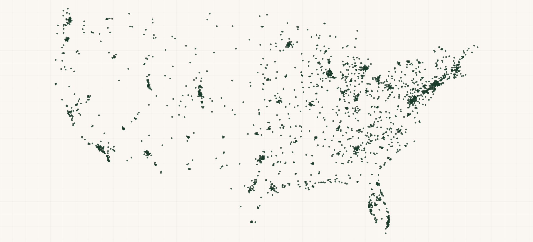 Map of where the US Audiologist Practices are
