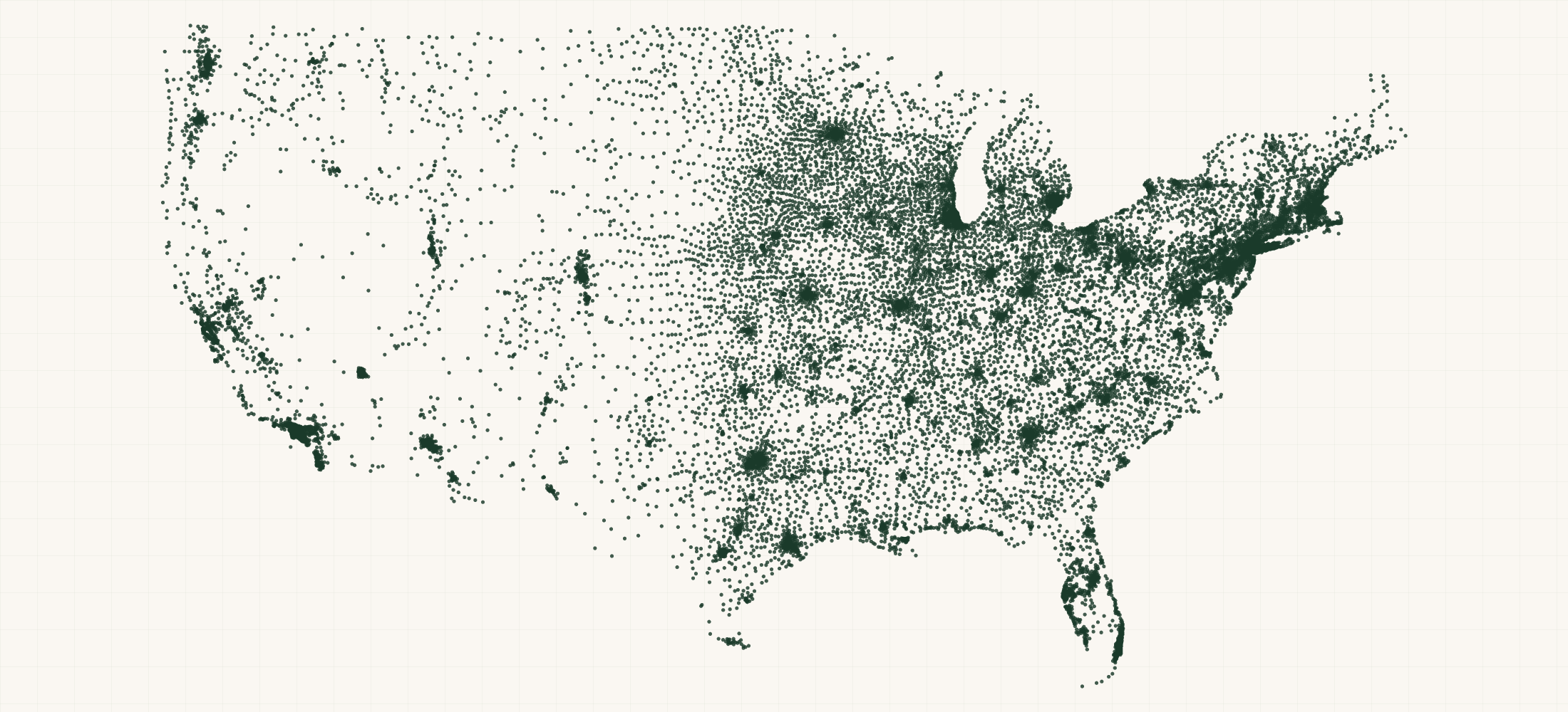 Map of where the US Bank Branches — Every FDIC-Insured Office are