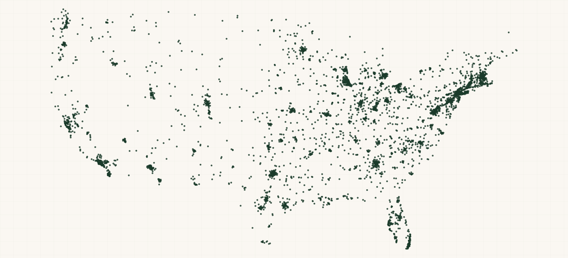 Map of where the US Clinical Nurse Specialist Providers are