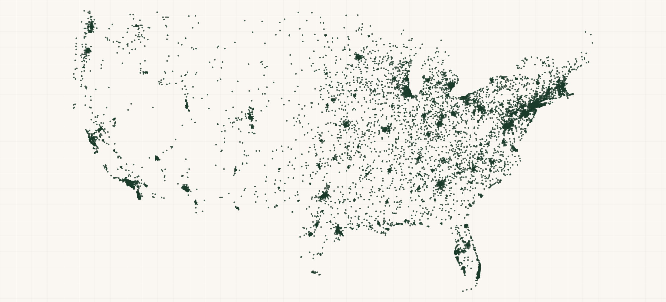 Map of where the US Closed Bank Branches Since 2020 are