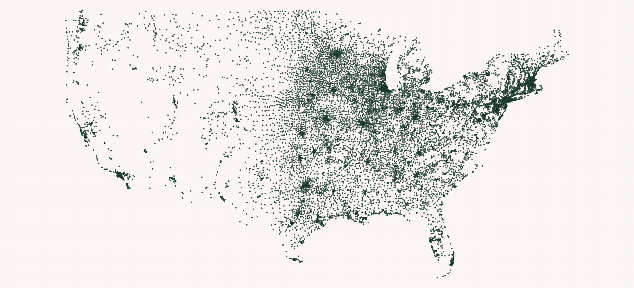 Map of where the US Community Bank Branches are
