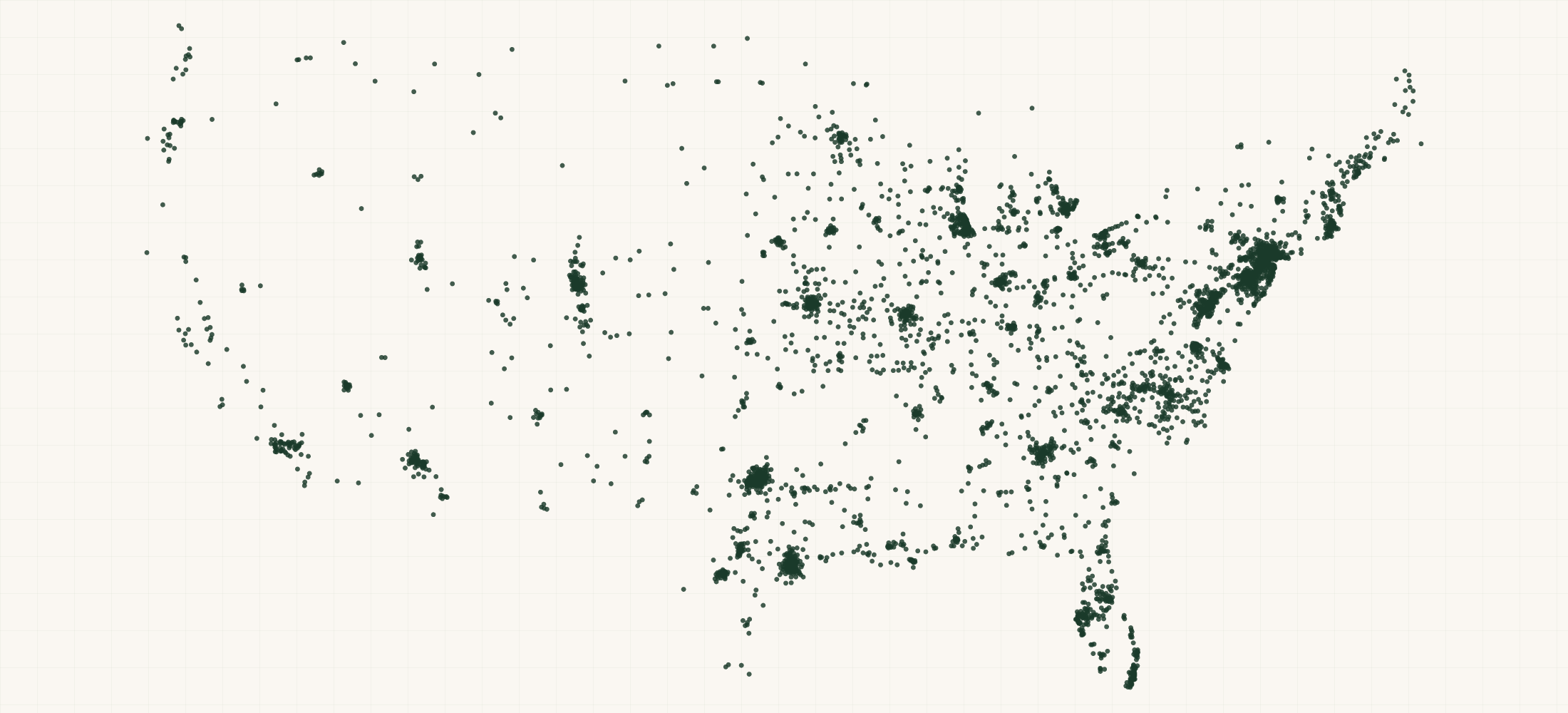 Map of where the US Community Based Residential Treatment Facility, Intellectual and/or Developmental Disabilities Practices are