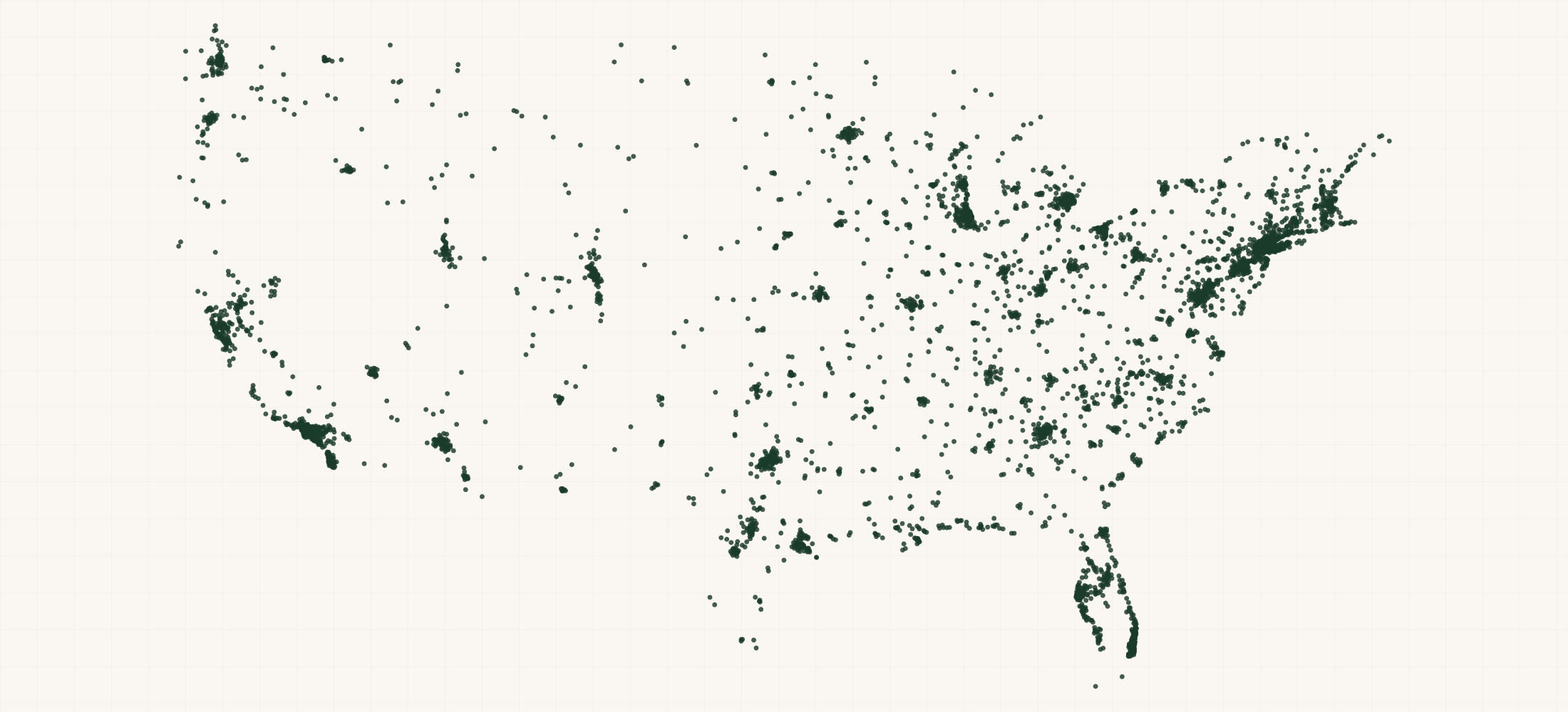 Map of where the US Dermatology Providers are