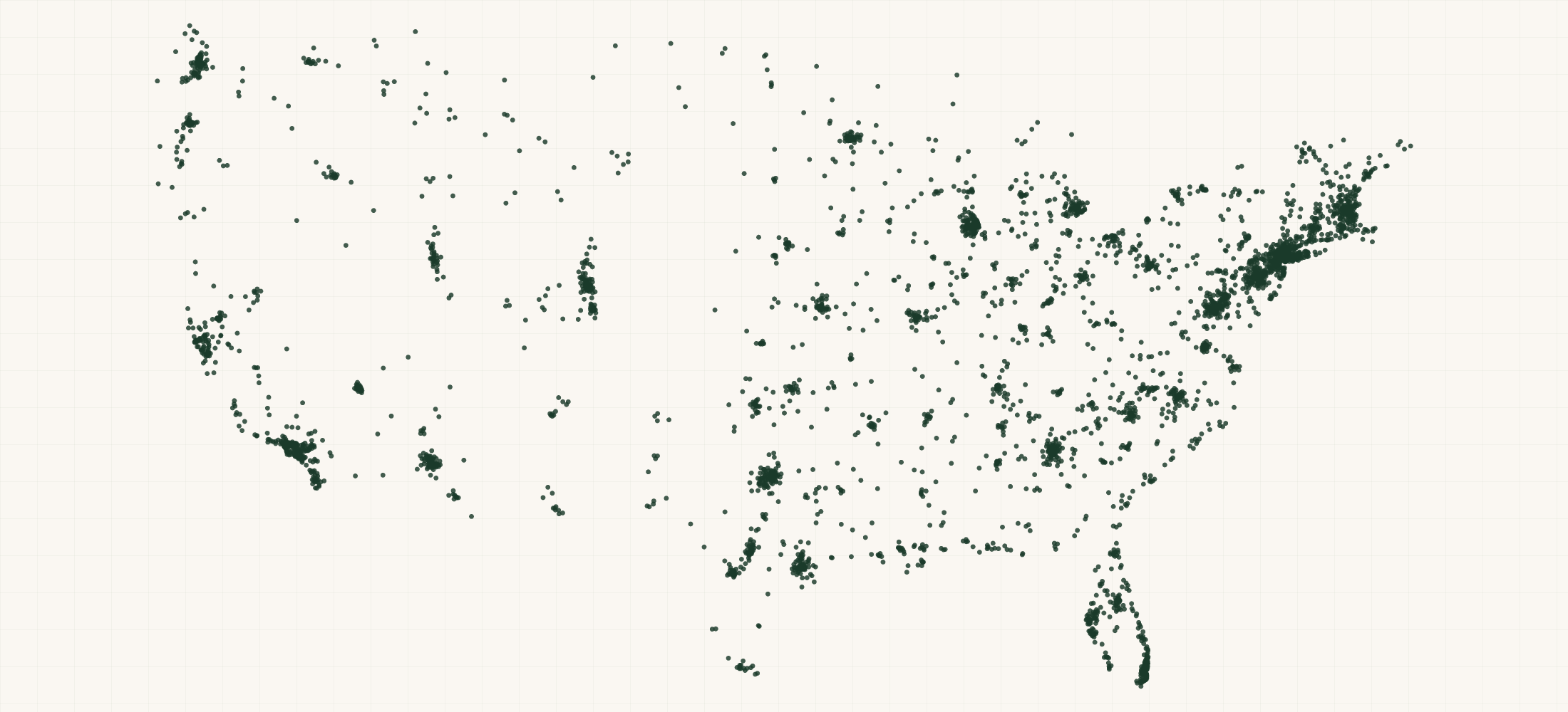 Map of where the US Dietitian, Registered Practices are