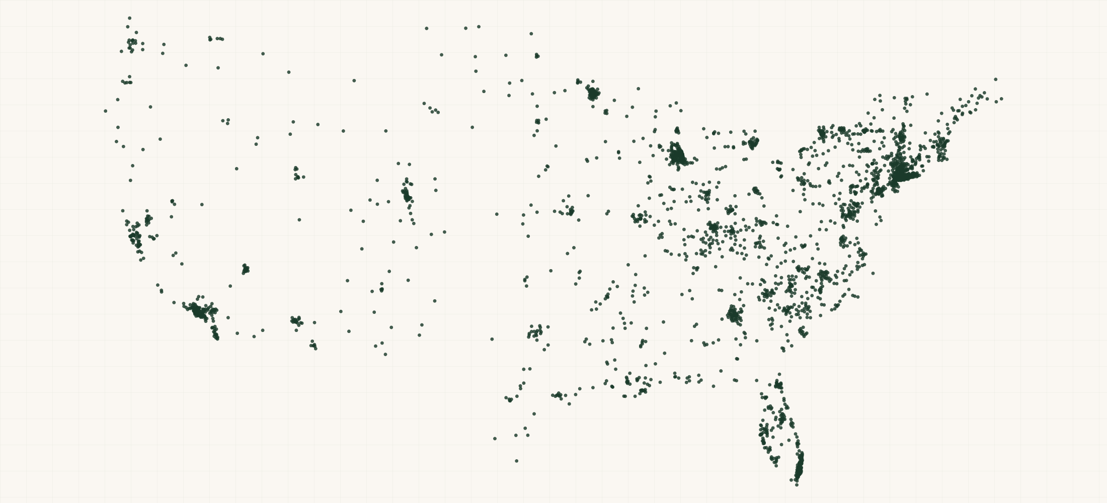 Map of where the US Early Intervention Provider Agency Practices are