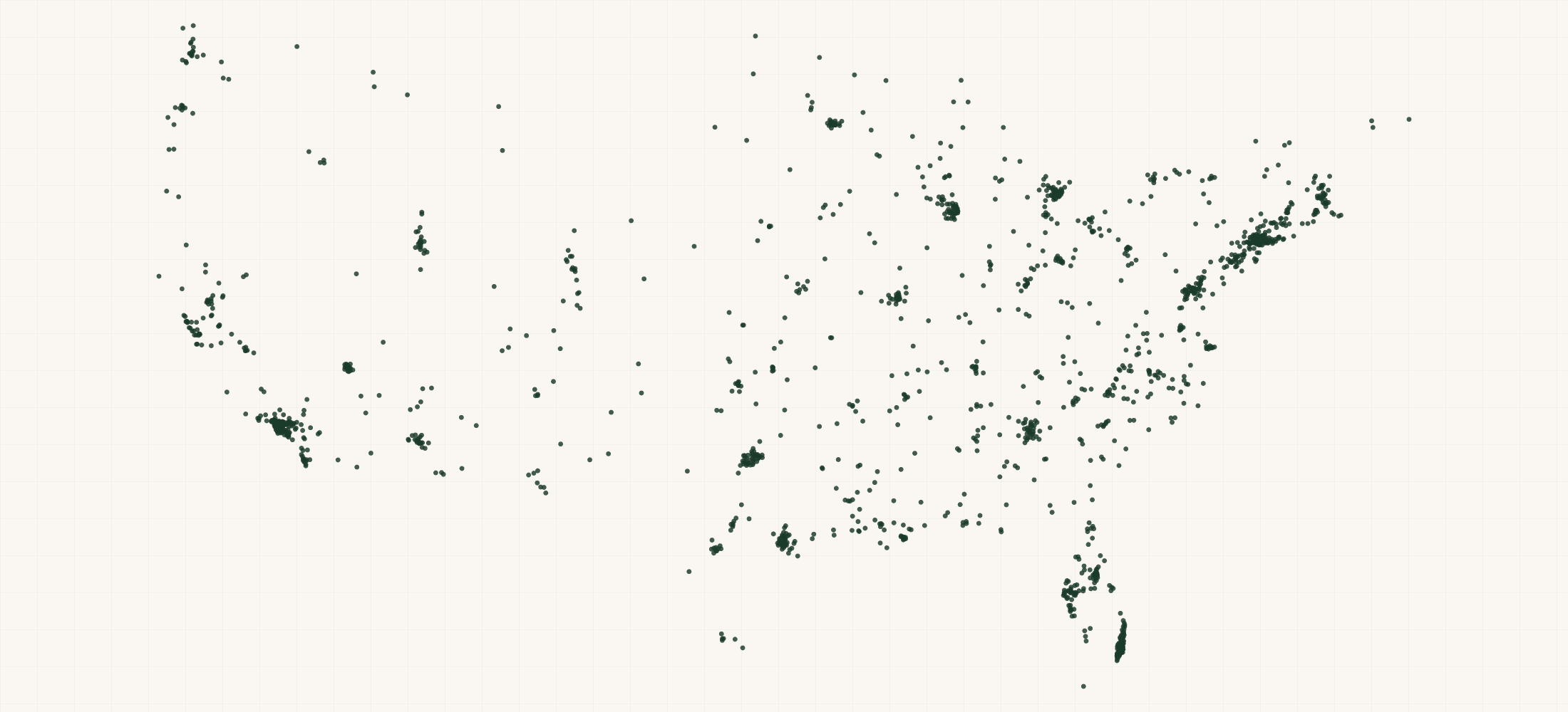Map of where the US Exclusive Provider Organization Practices are