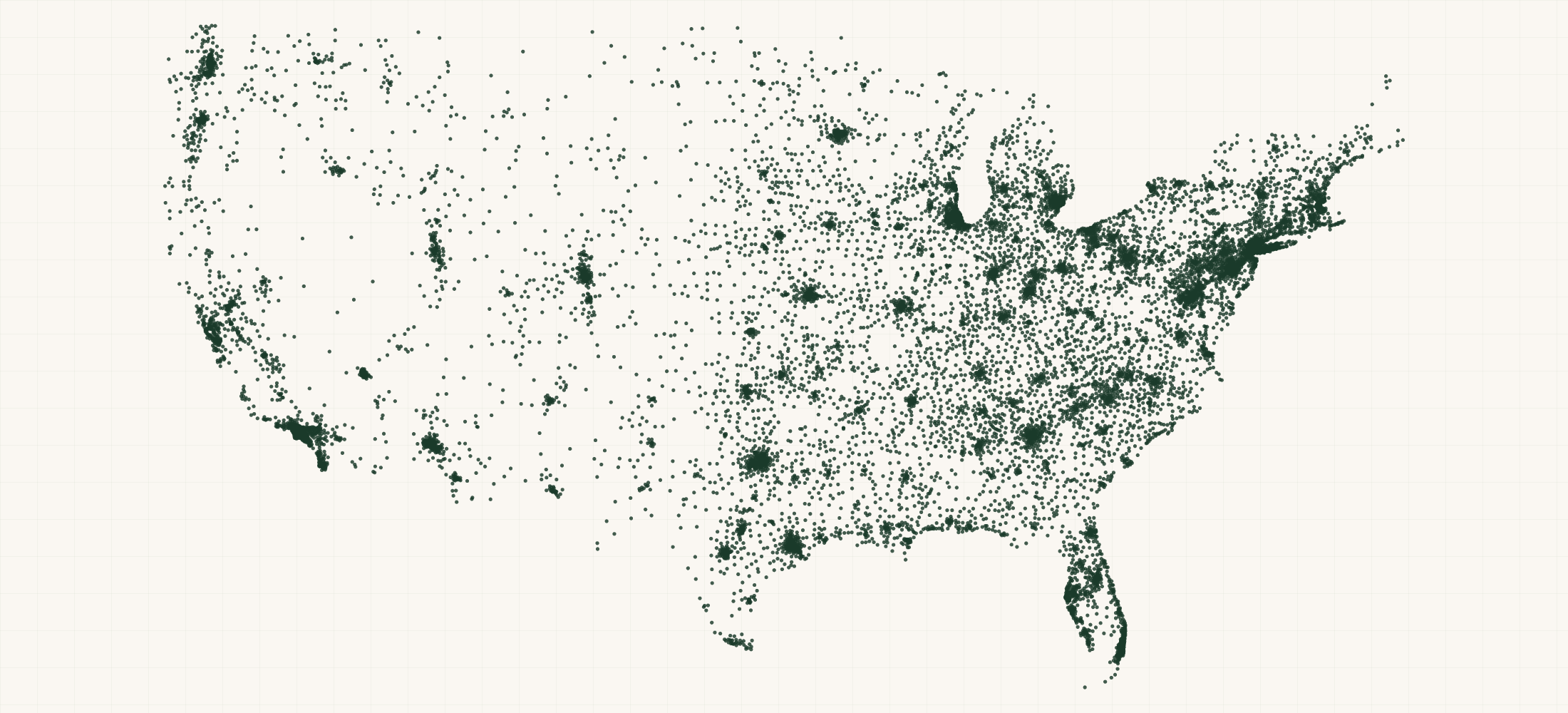 Map of where the US Family Medicine Practices are