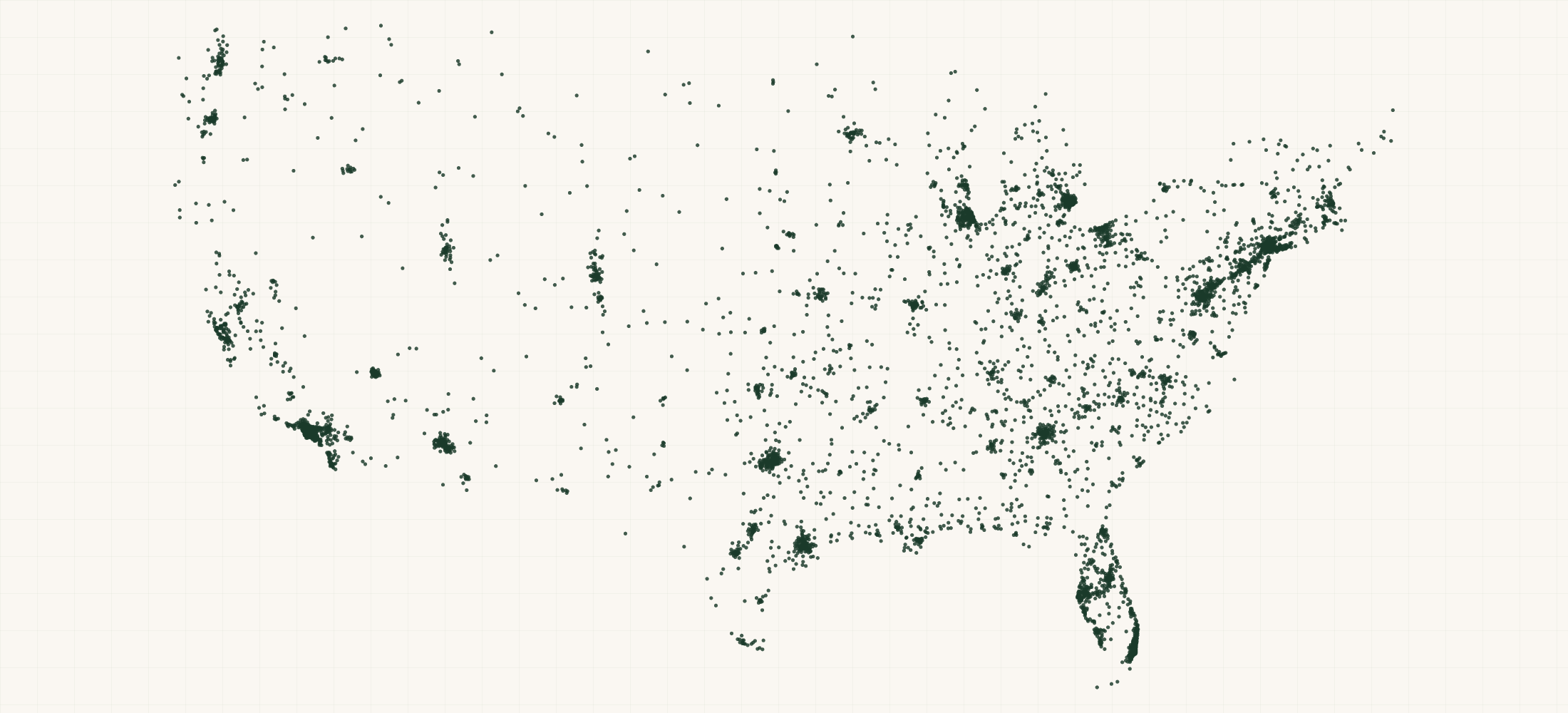 Map of where the US General Practice Practices are