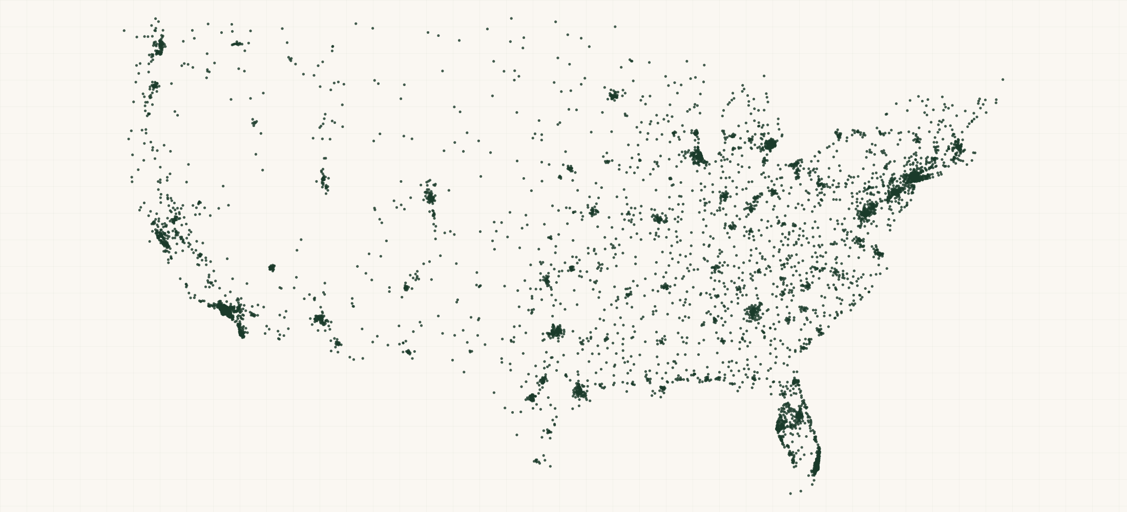 Map of where the US General Practice Providers are