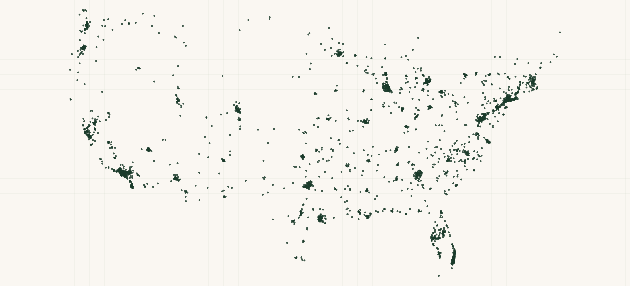 Map of where the US Health Maintenance Organization Practices are