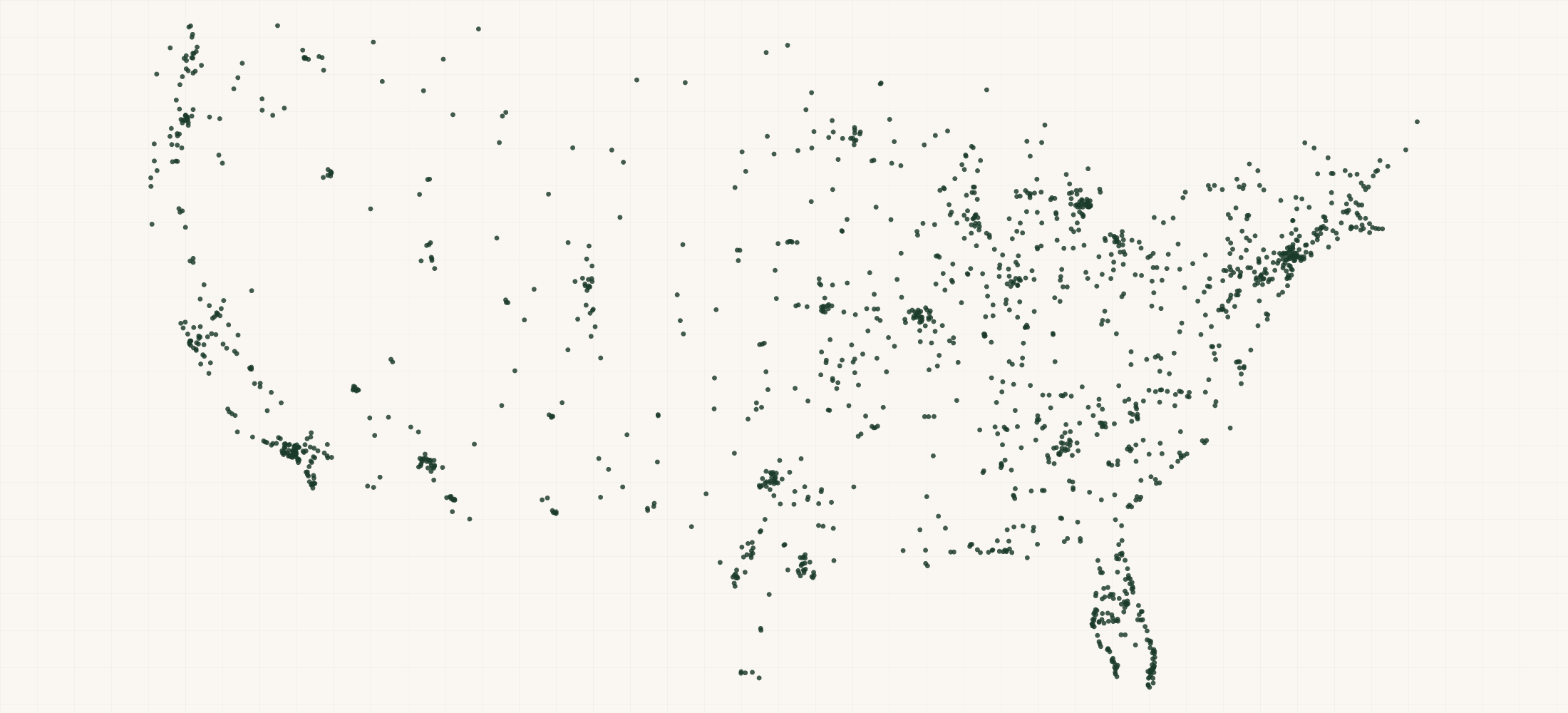 Map of where the US Hearing Instrument Specialist Practices are