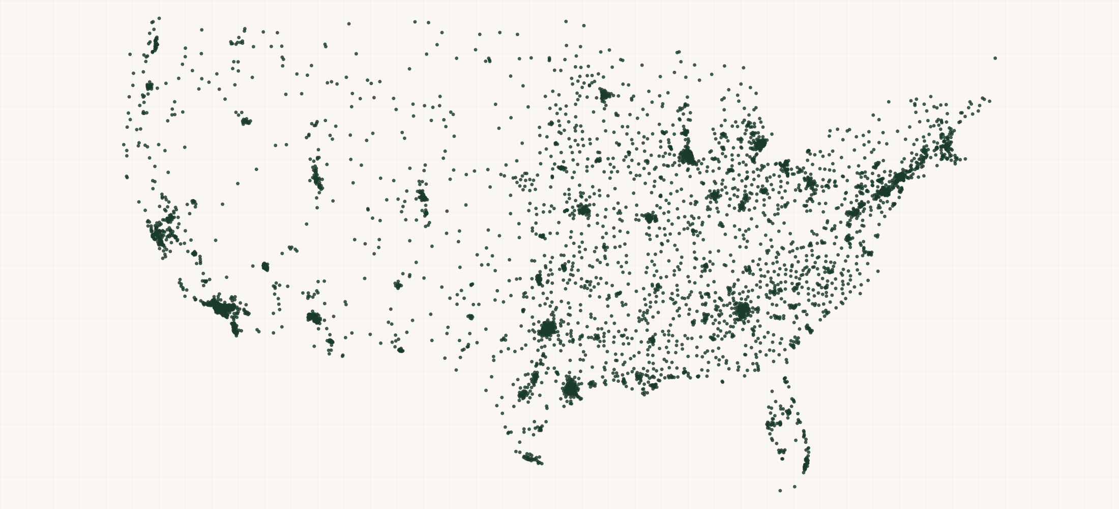 Map of where the US Hospice Care, Community Based Practices are