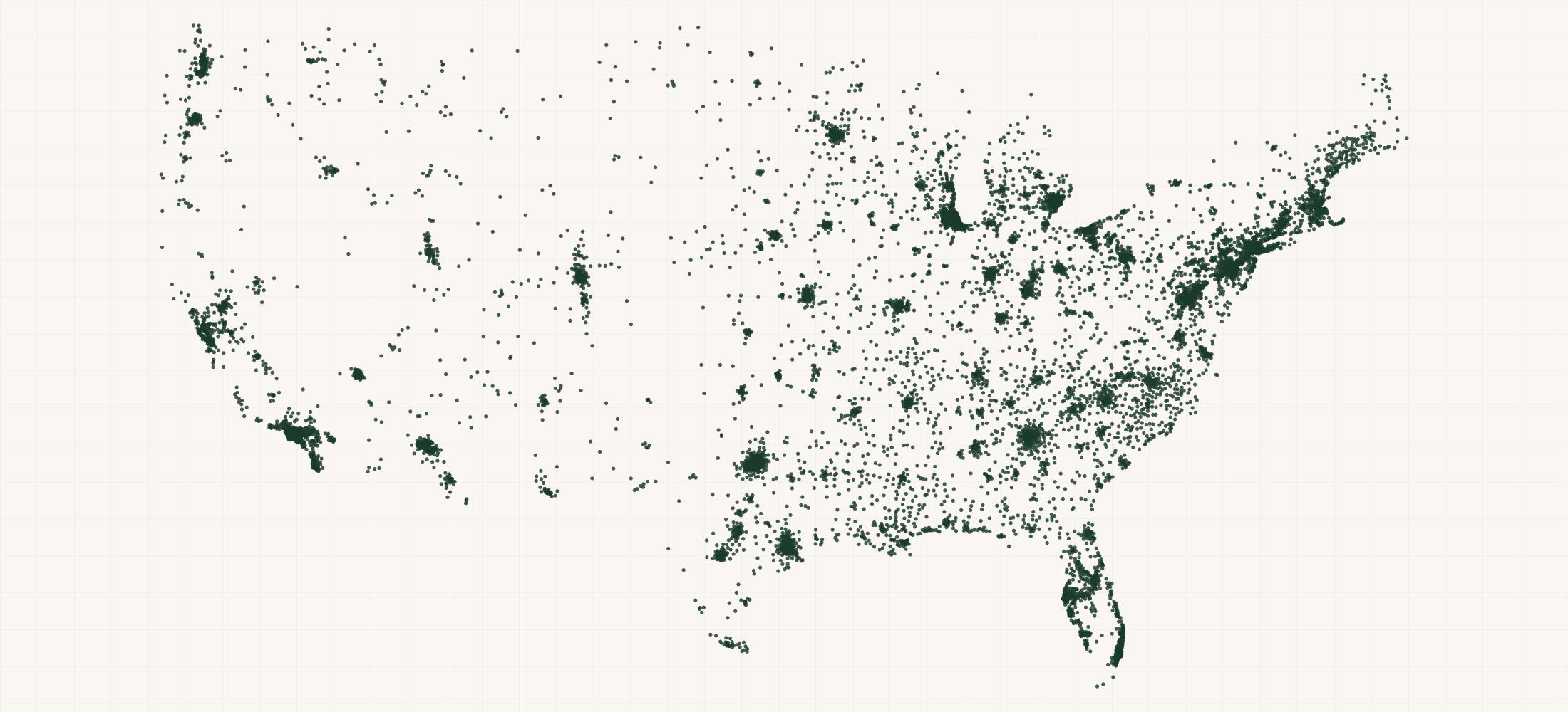 Map of where the US In Home Supportive Care Practices are