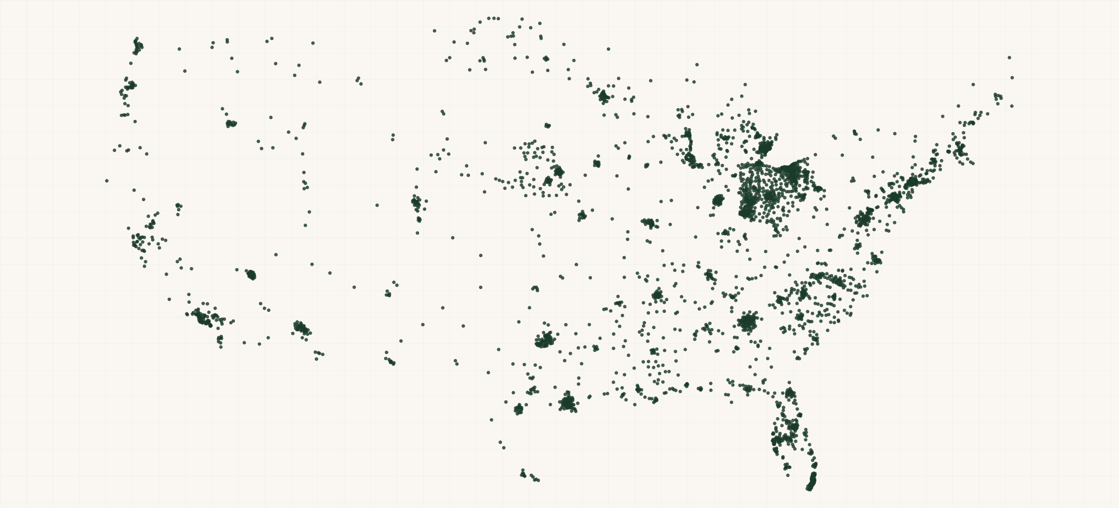 Map of where the US In Home Supportive Care Providers are