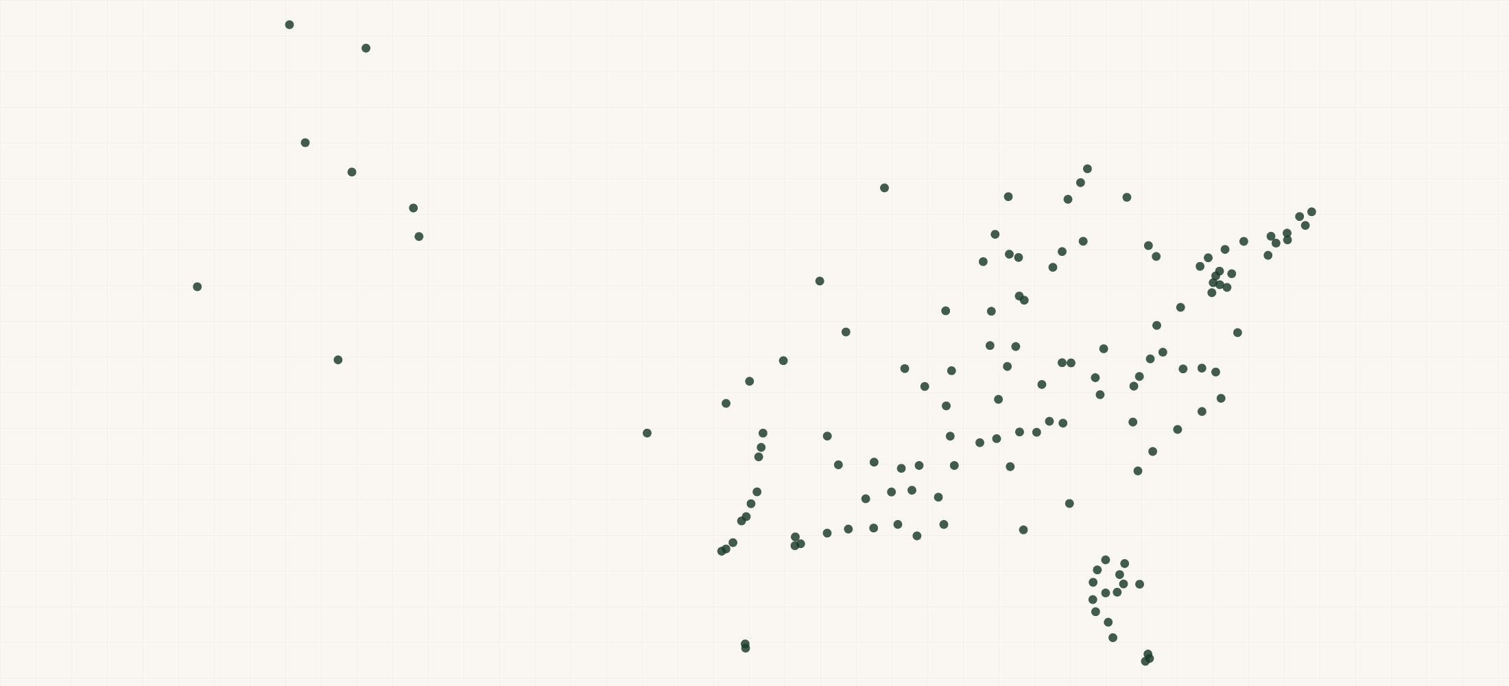 Map of where the U.S. Lawns Locations are