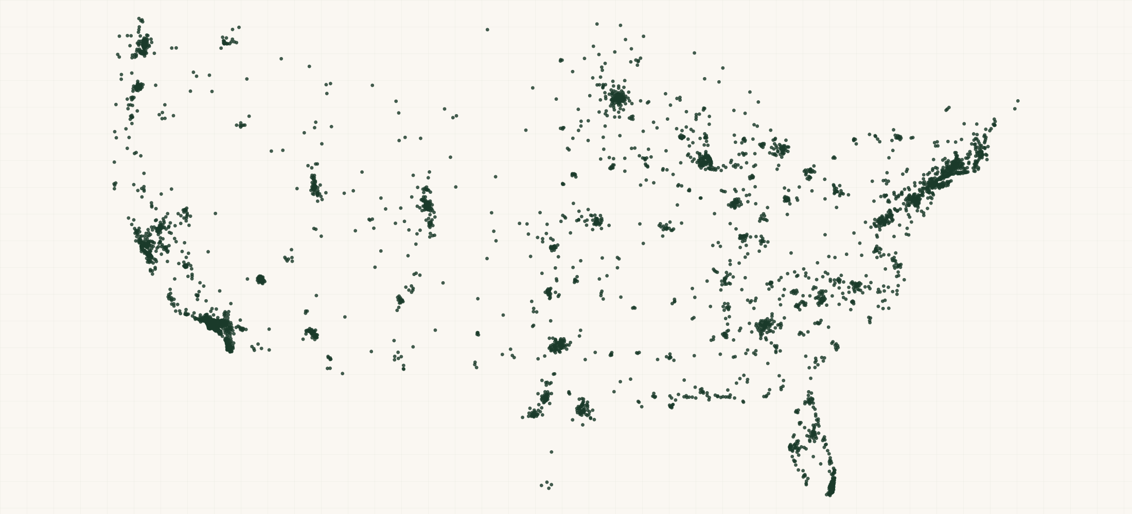 Map of where the US Marriage & Family Therapist Practices are