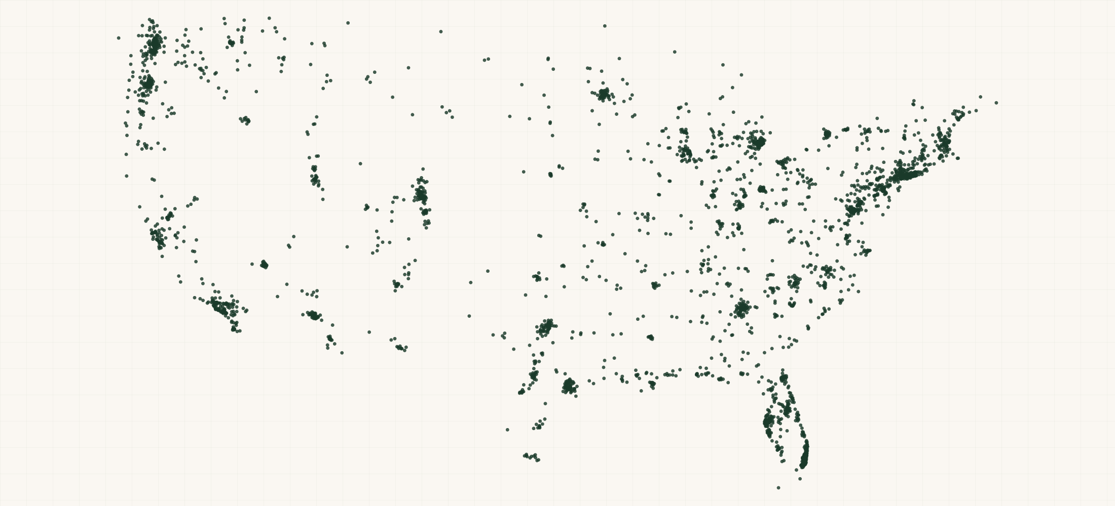 Map of where the US Massage Therapist Practices are