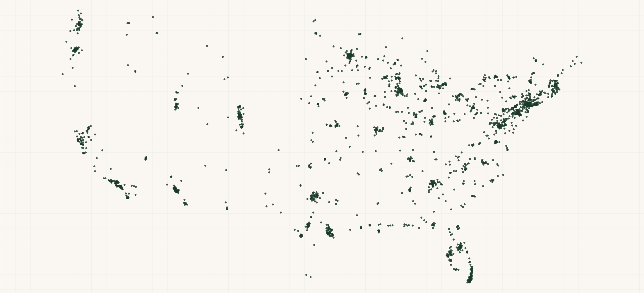 Map of where the US Music Therapist Providers are