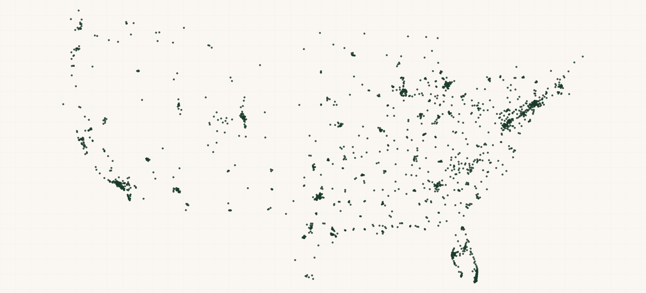 Map of where the US Neurological Surgery Practices are
