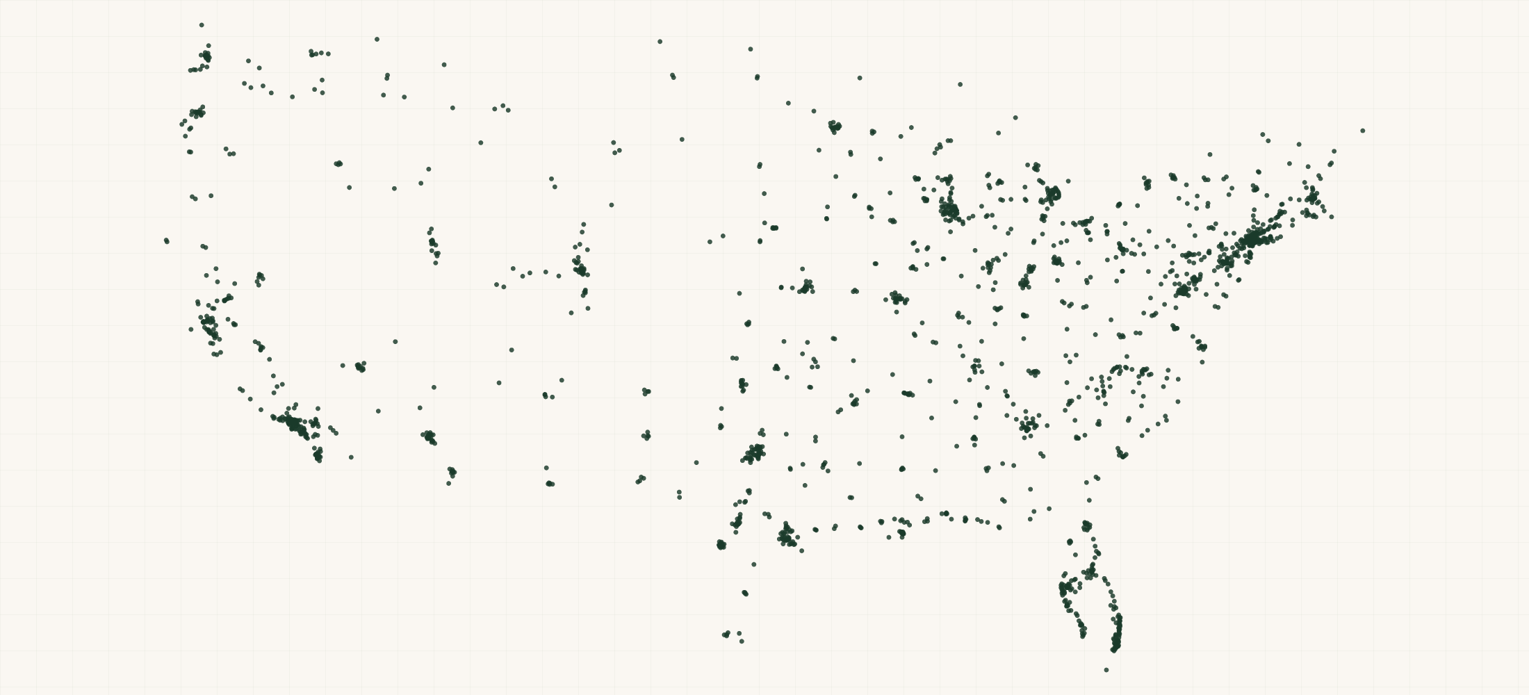 Map of where the US Neurological Surgery Providers are