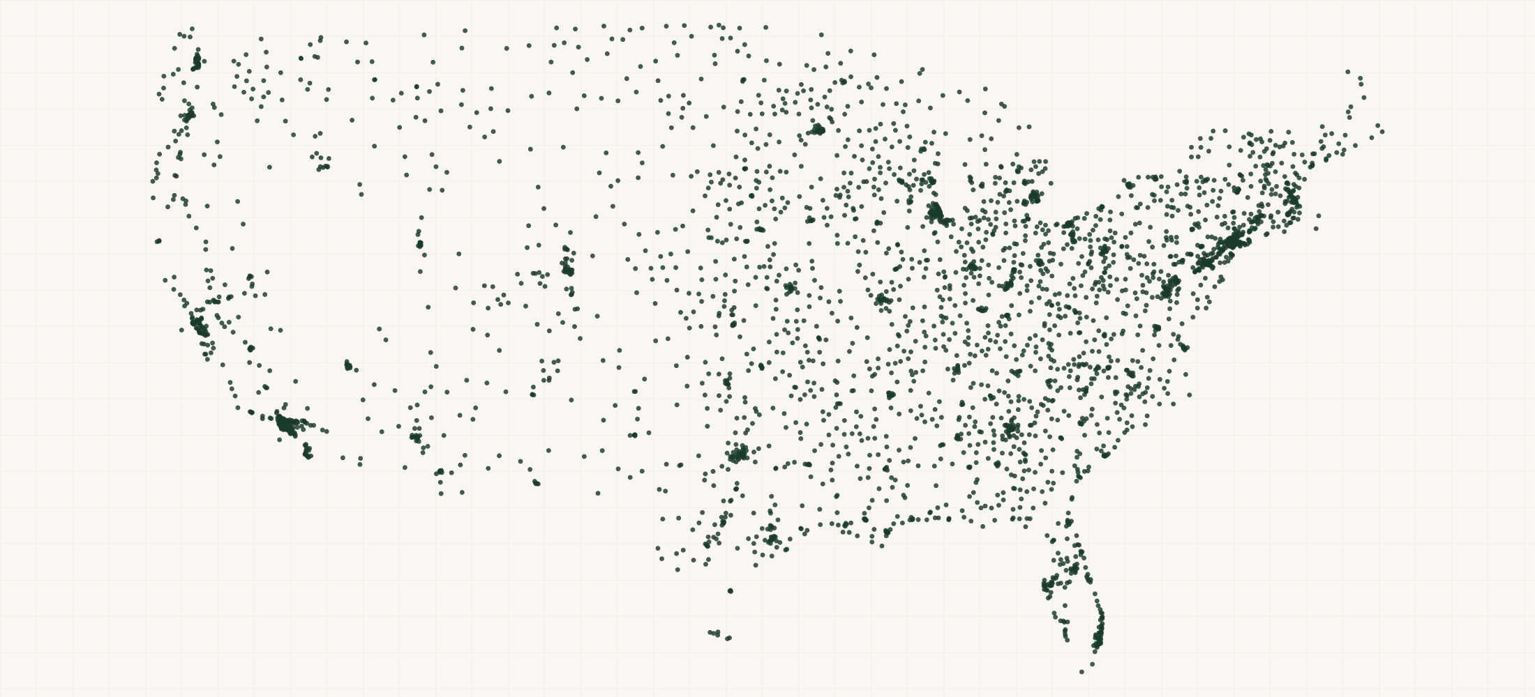 Map of where the US Nonprofit Hospitals are
