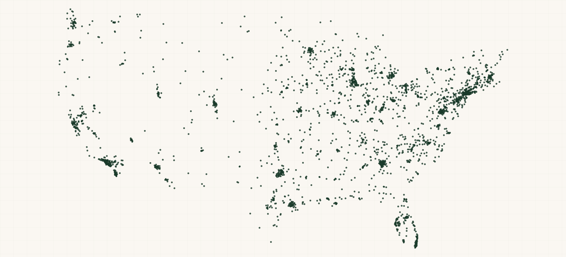 Map of where the US Nonprofits — Currently Filing are