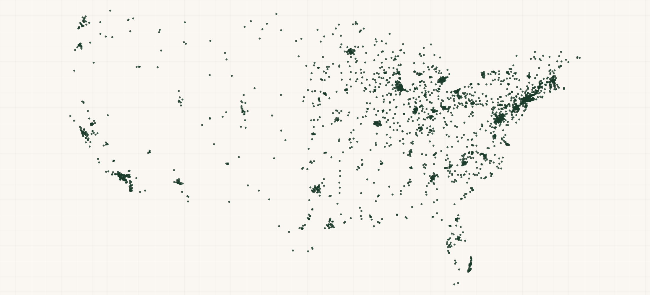 Map of where the US Nonprofits — Full IRS File are