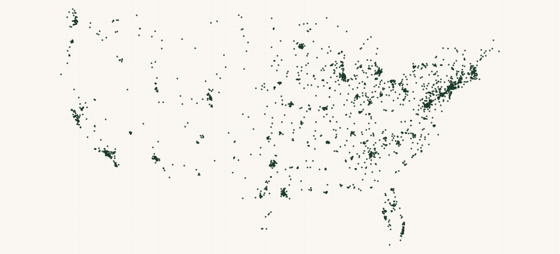 Map of where the US Nonprofits Over $100k Revenue are