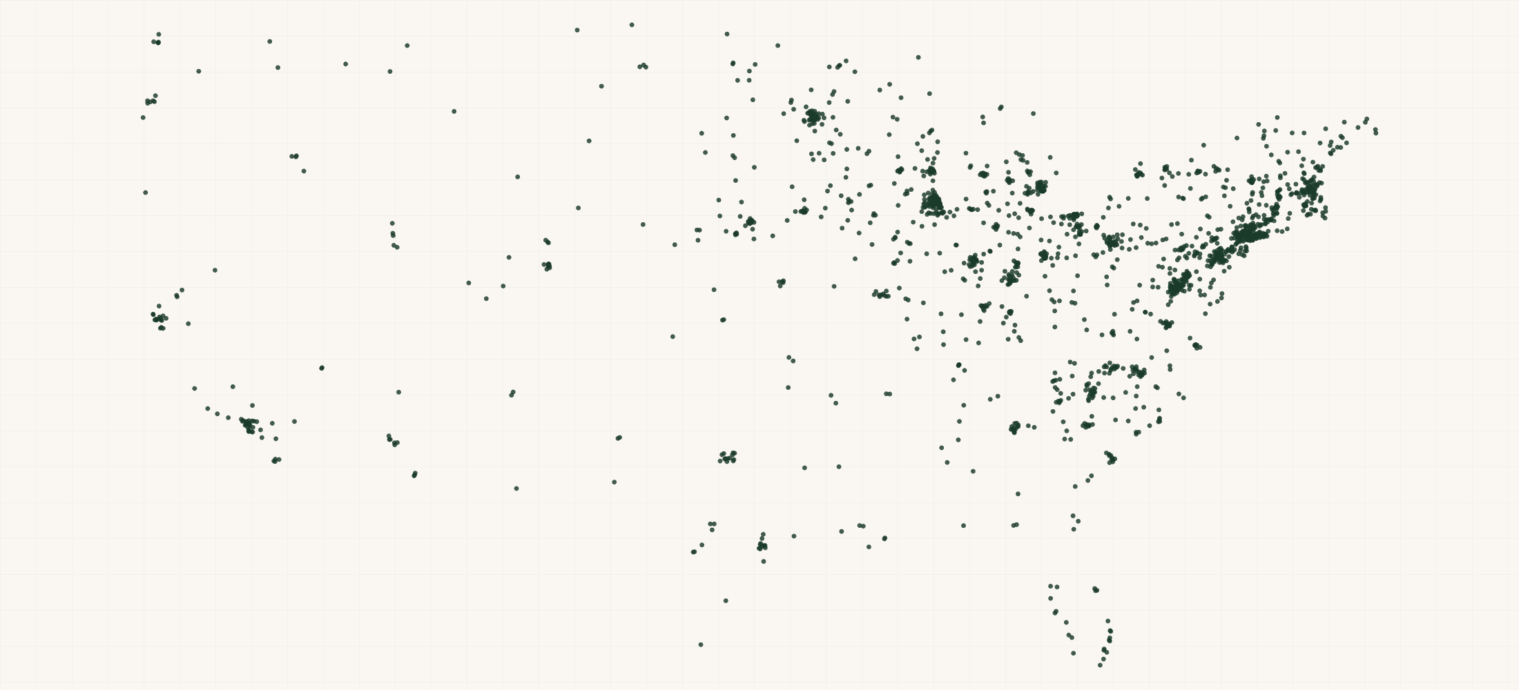 Map of where the US Nonprofits Over $1M Revenue are