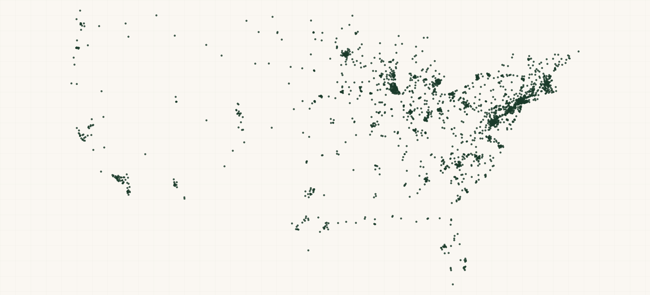 Map of where the US Nonprofits — With Website are