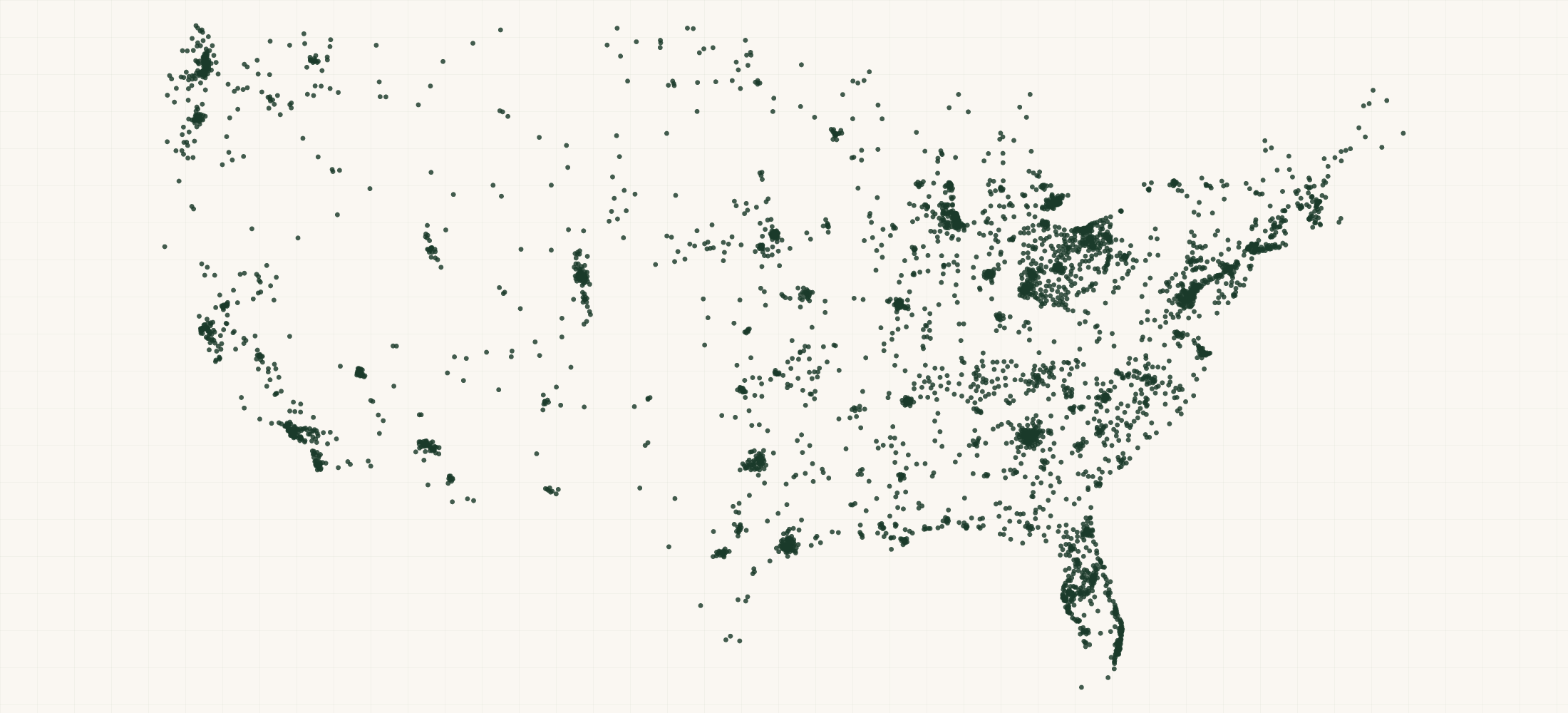 Map of where the US Nurse's Aide Providers are