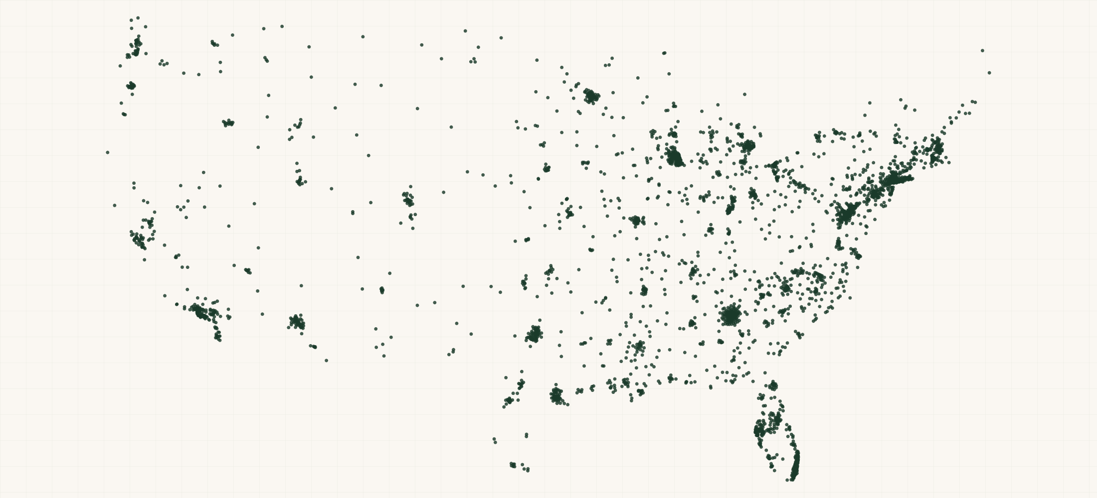 Map of where the US Nursing Care Practices are