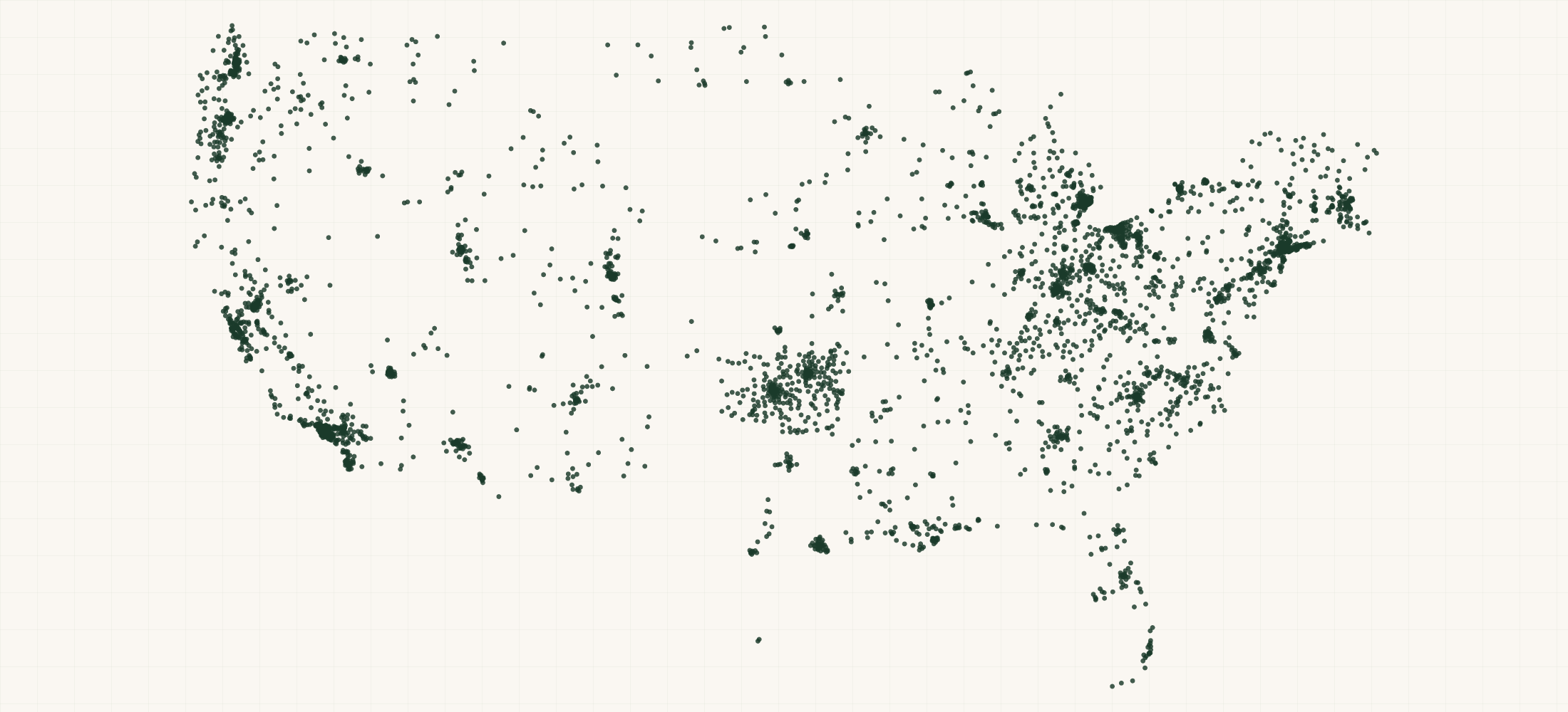 Map of where the US Peer Specialist Providers are
