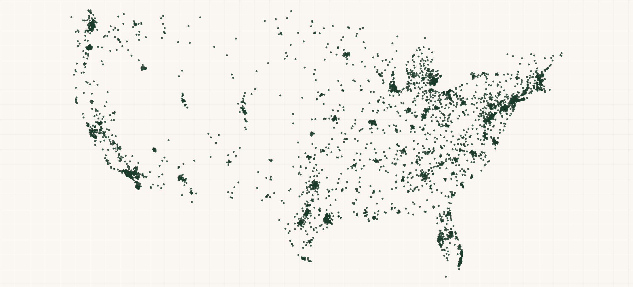 Map of where the US Pharmacy Technician Providers are