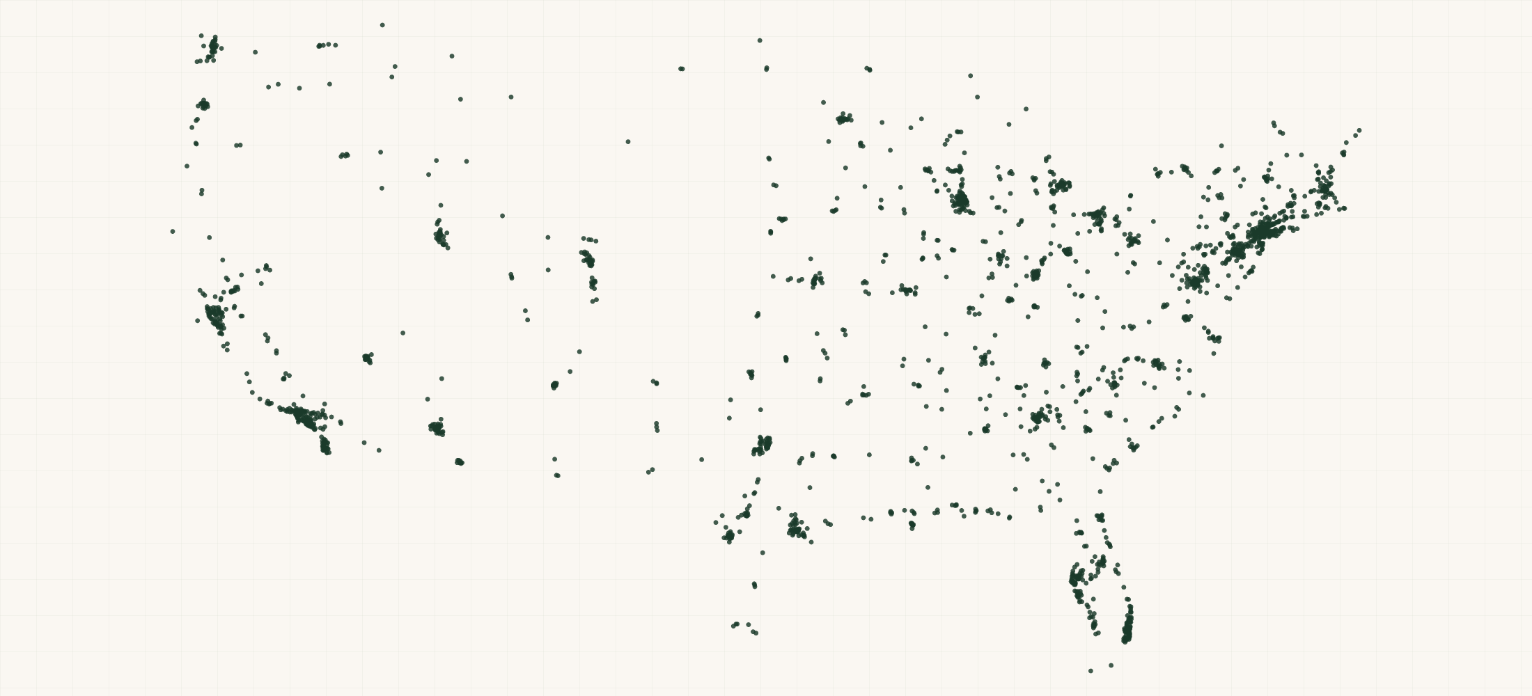 Map of where the US Plastic Surgery Providers are