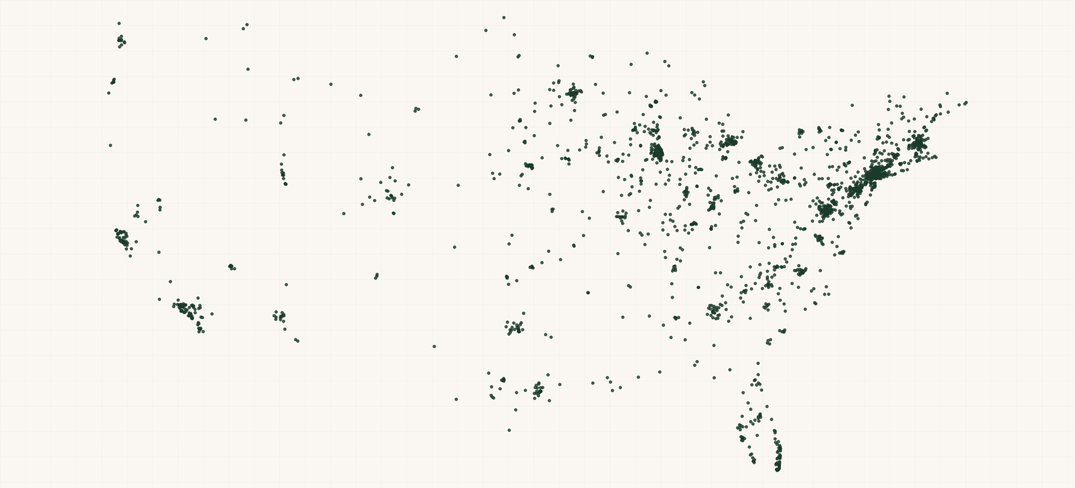 Map of where the US Private Foundations are