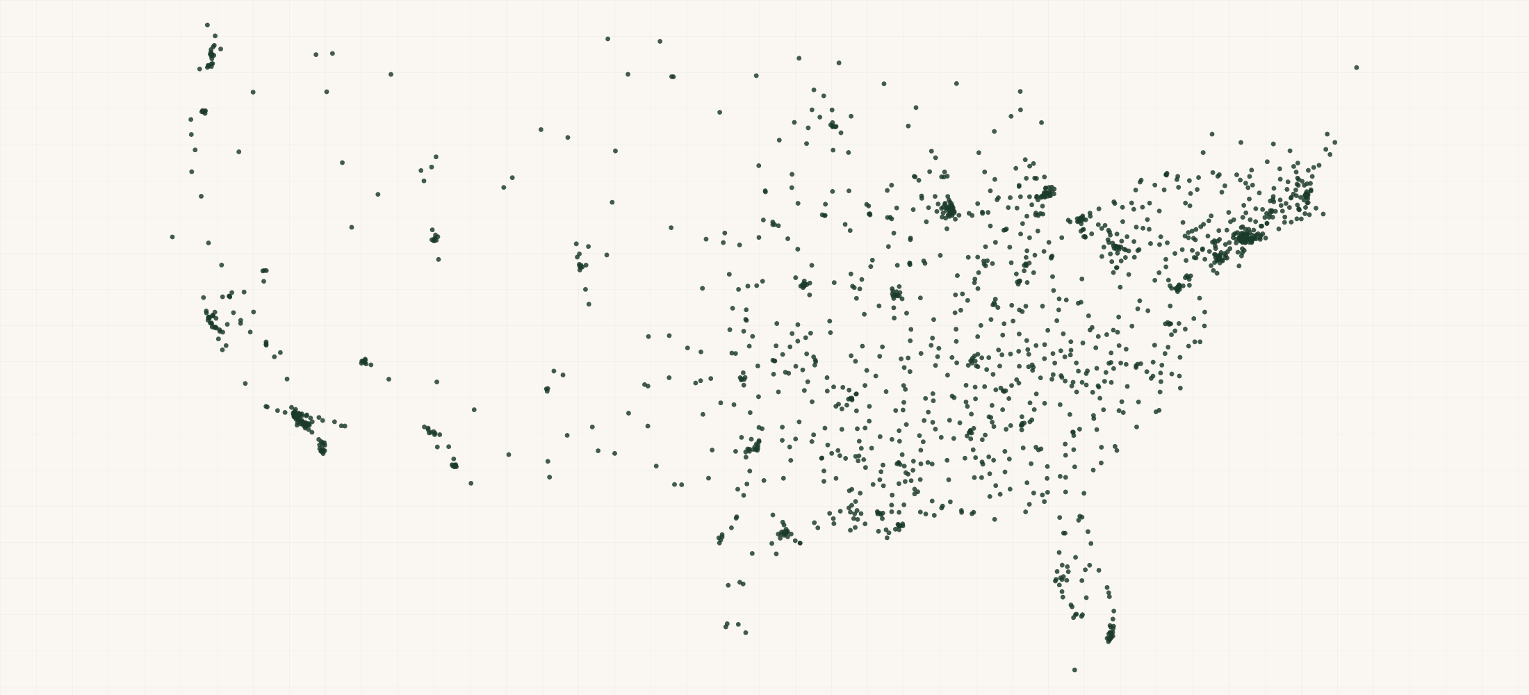 Map of where the US Psychiatric Unit Practices are