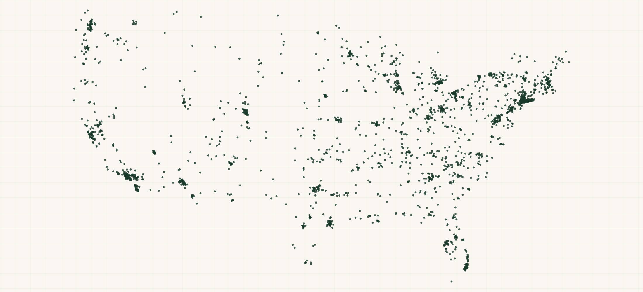Map of where the US Registered Nurse Providers are