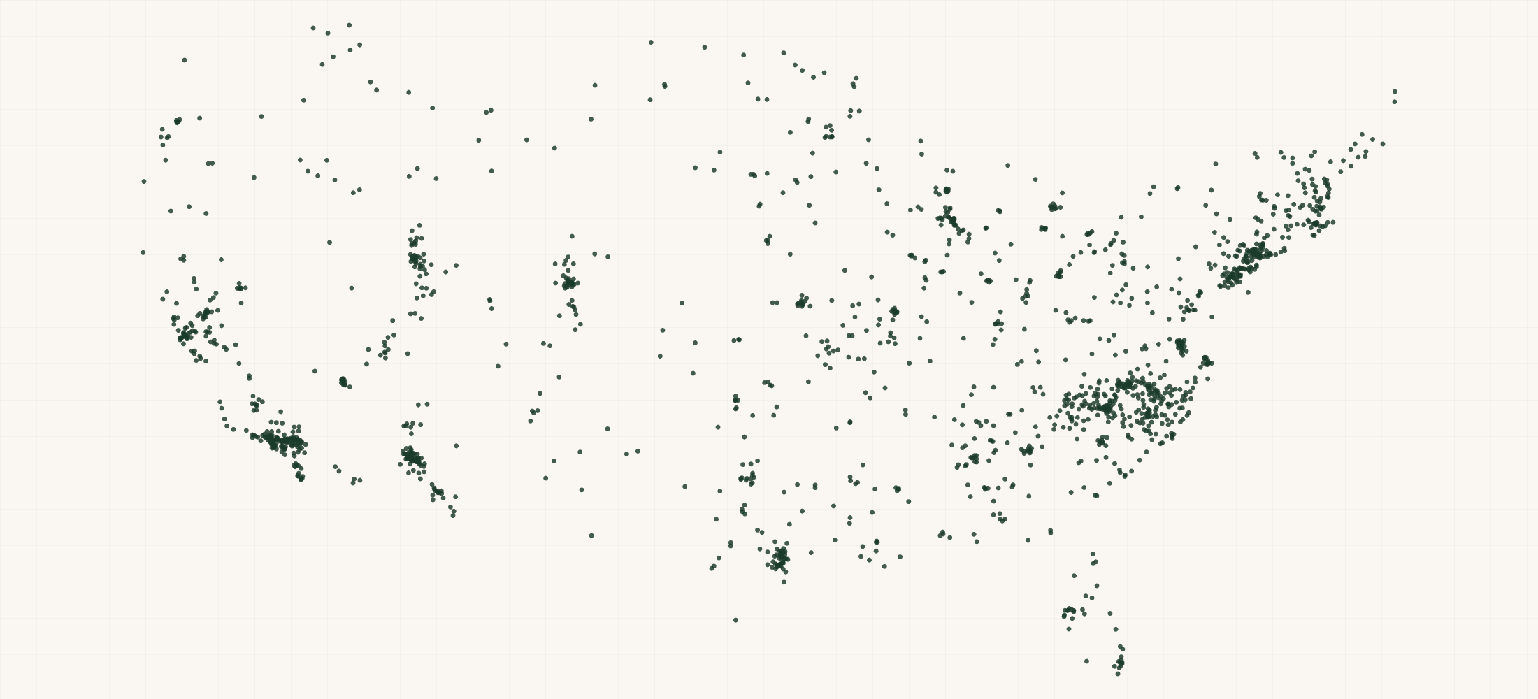 Map of where the US Residential Treatment Facility, Emotionally Disturbed Children Practices are