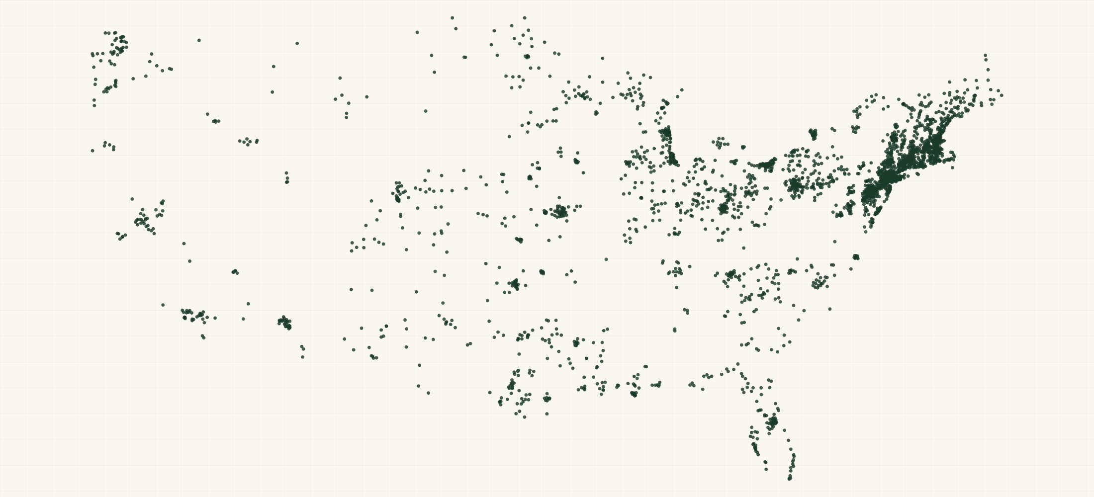 Map of where the US Savings Bank & Thrift Branches are