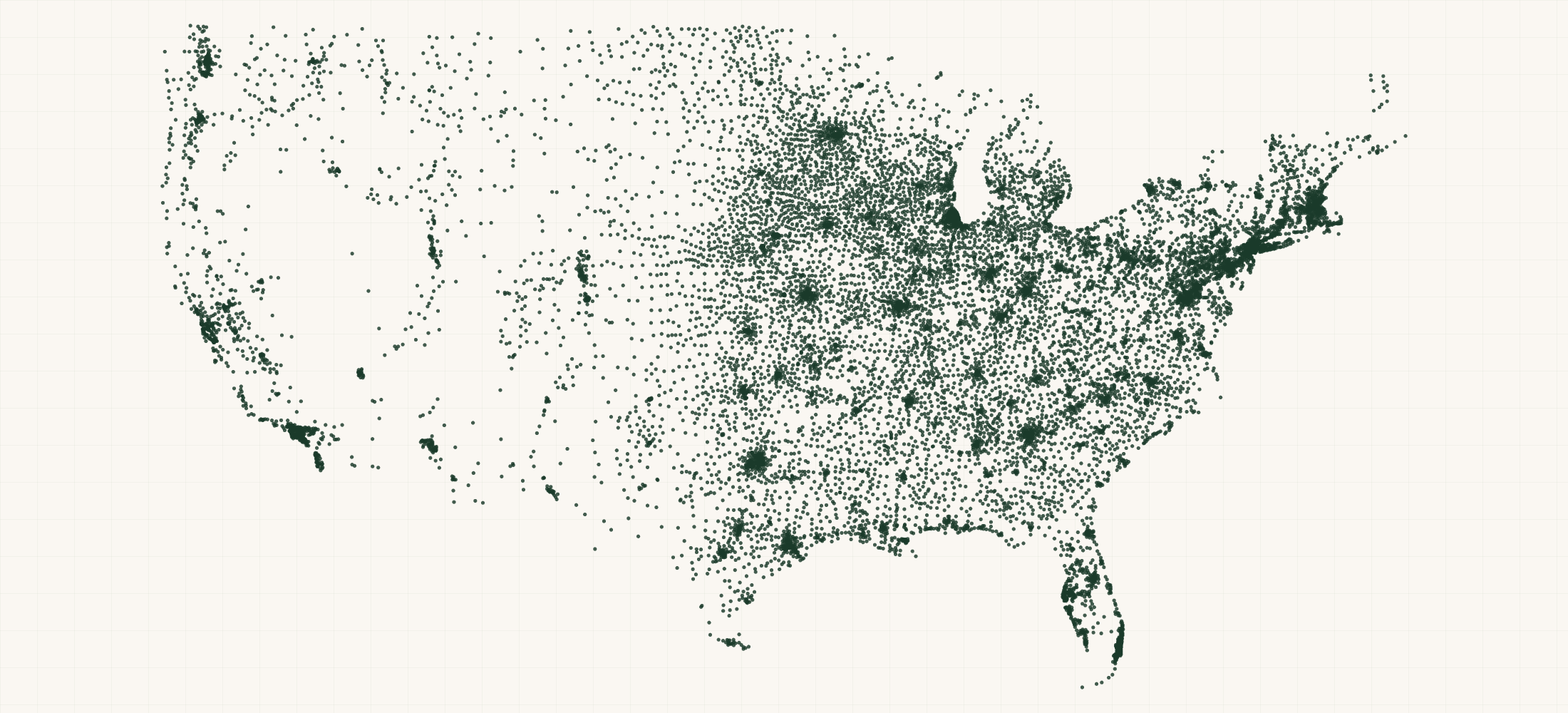 Map of where the US State-Chartered Bank Branches are