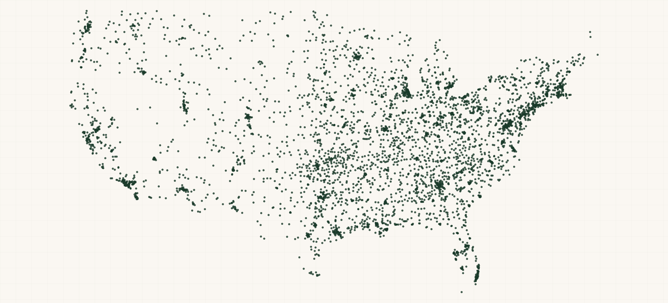 Map of where the US State Government Entities Registered in SAM.gov are