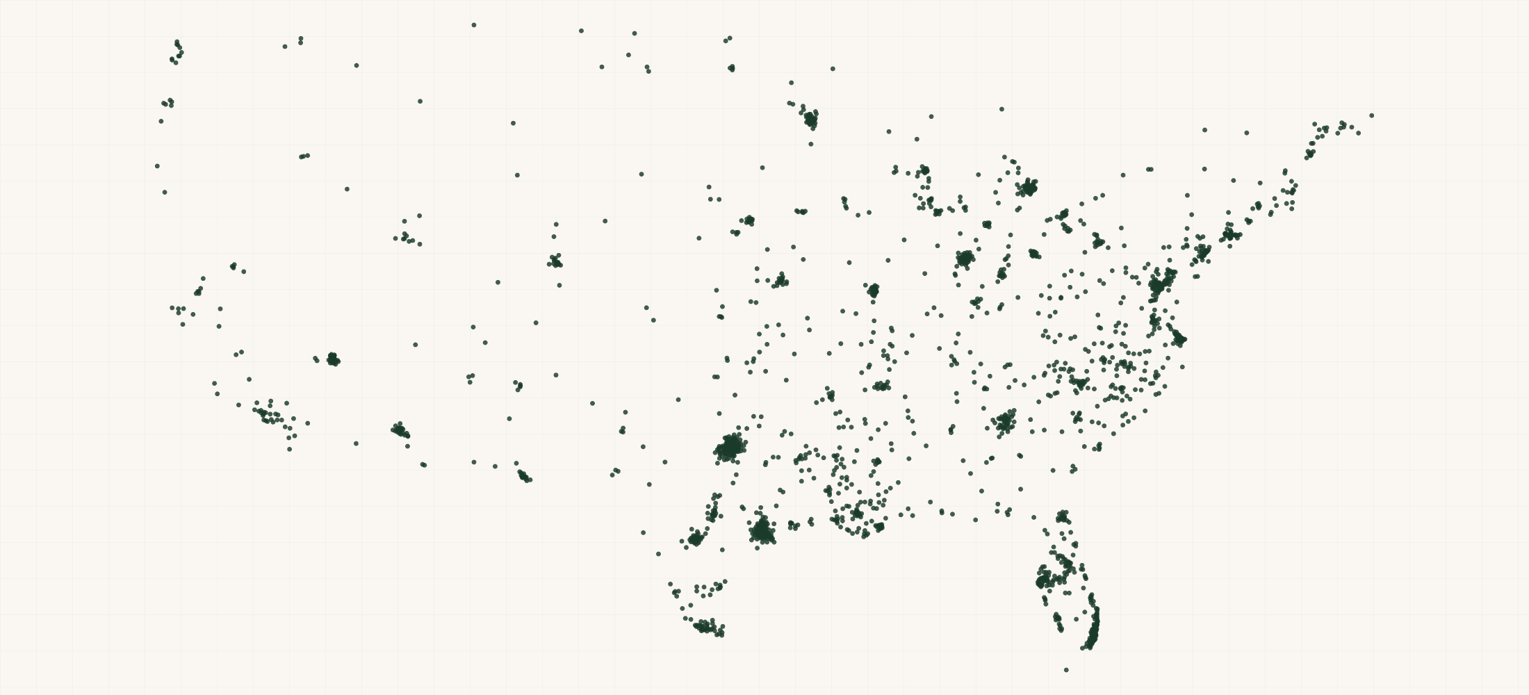 Map of where the US Technician Practices are