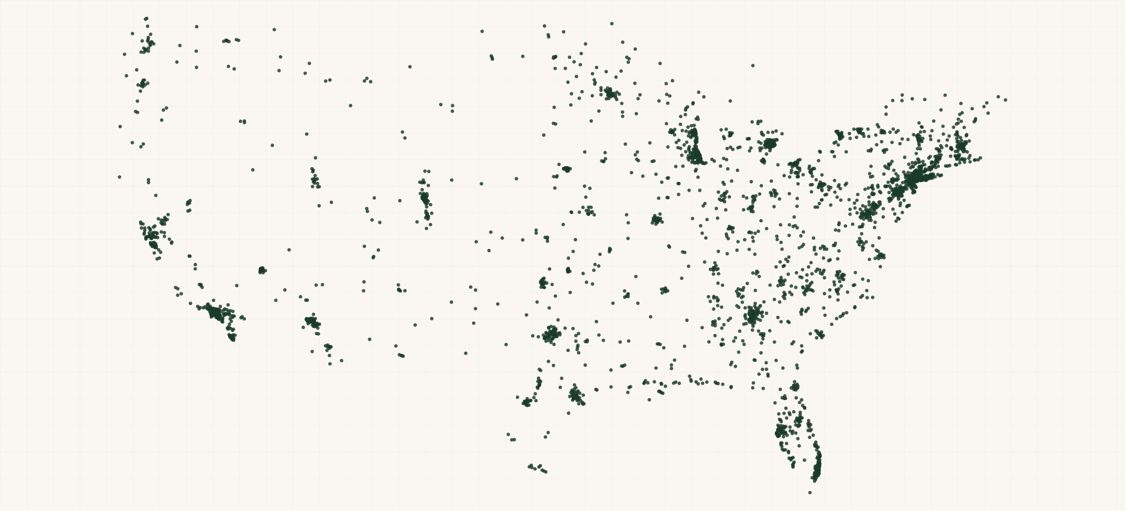 Map of where the US Technician/Technologist Practices are
